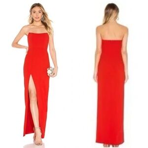 PROM SEASON - Lovers + Friends Red Strapless Slit Prom Gown